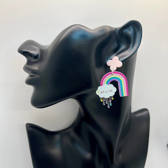 Rainbow and Rain Cloud Earrings - Teacher Earrings - Spring Earrings - Picture 10 of 10